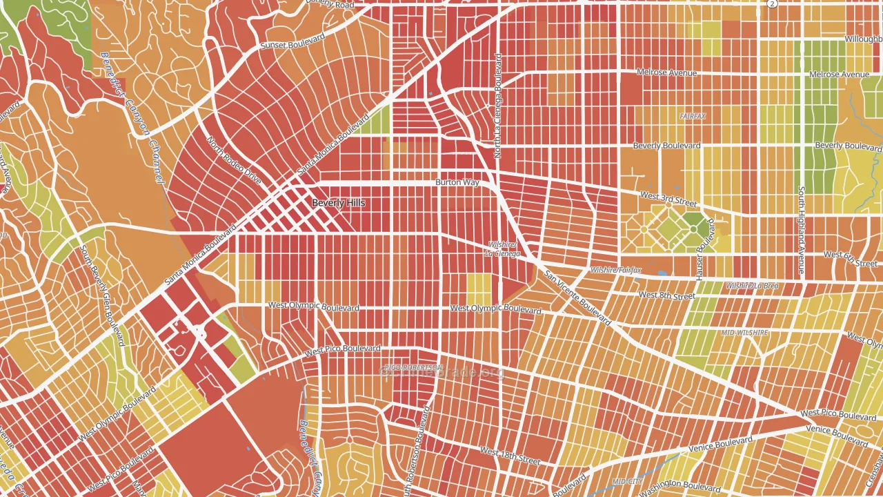 90211, CA Map of Drug-Related Crime Rates