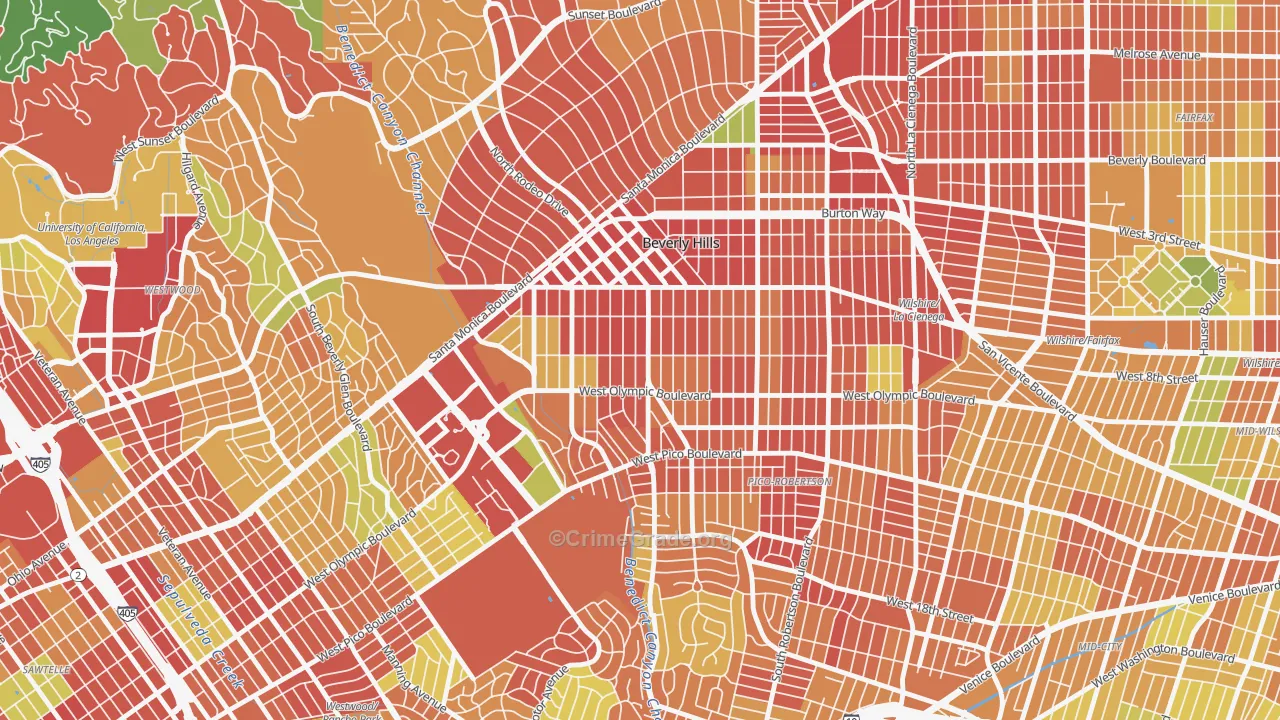 90212, CA Map of Drug-Related Crime Rates