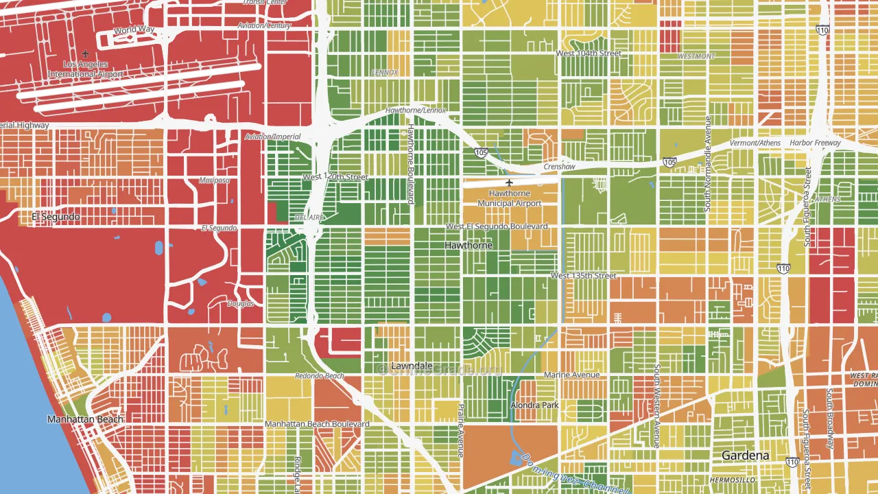 90250, CA Map of Drug-Related Crime Rates
