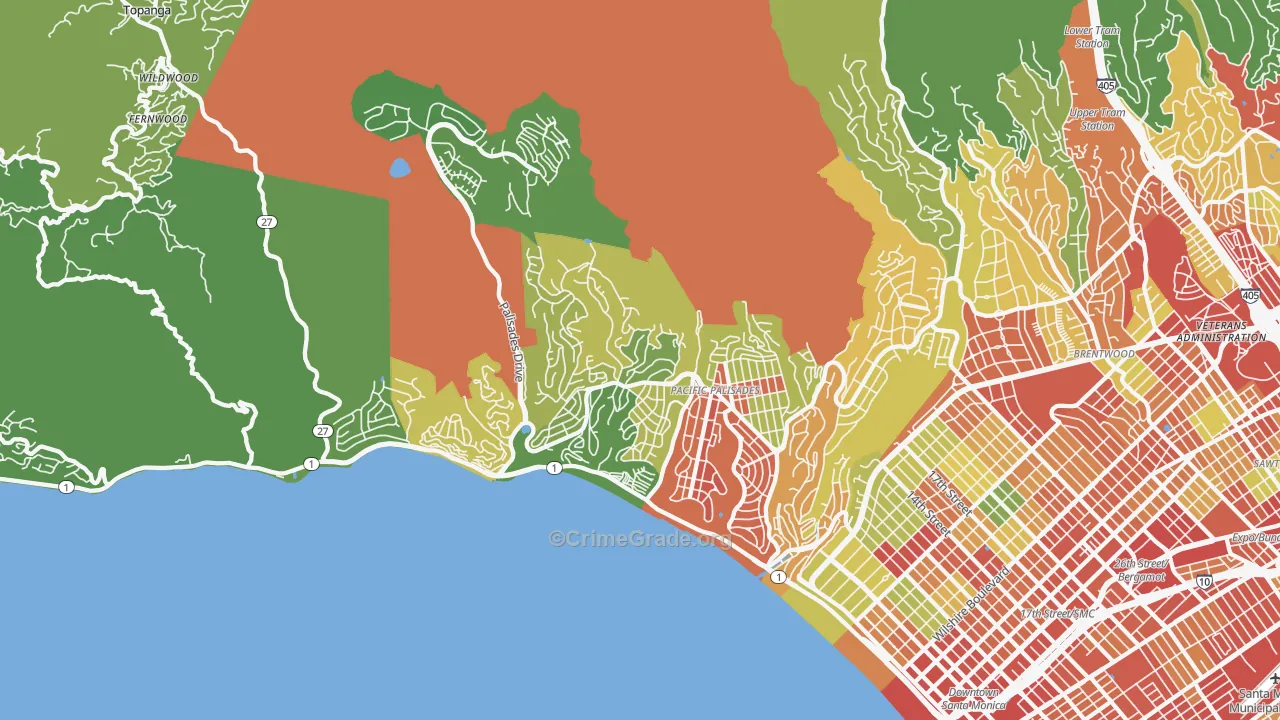 90272, CA Map of Drug-Related Crime Rates