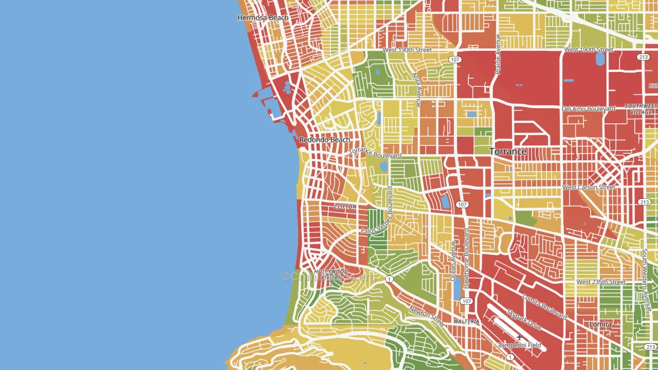 90277, CA Map of Drug-Related Crime Rates