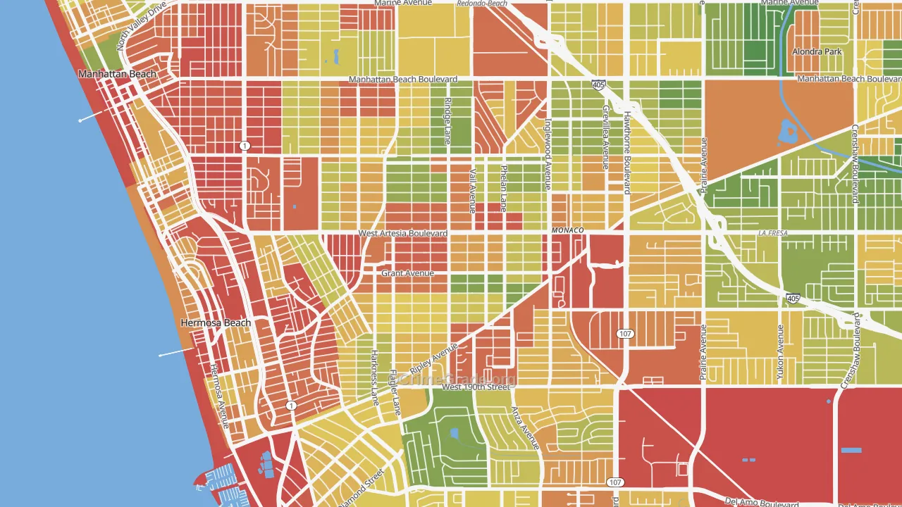 90278, CA Map of Drug-Related Crime Rates