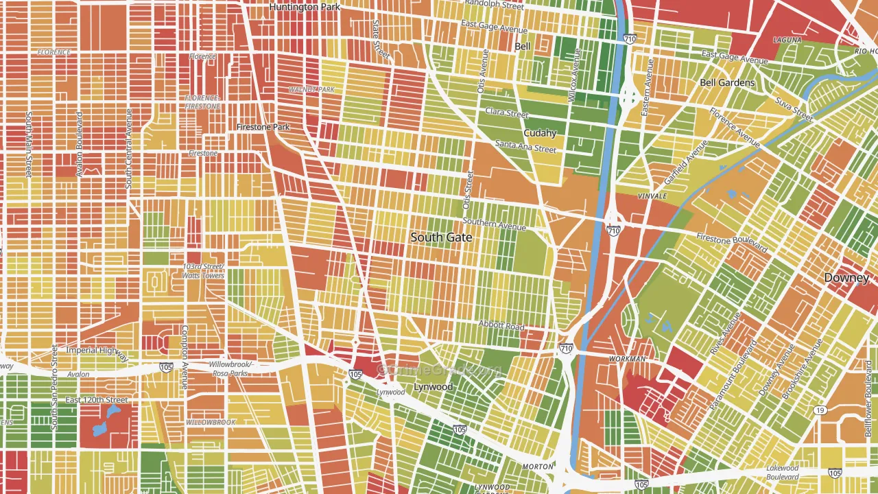 90280, CA Map of Drug-Related Crime Rates