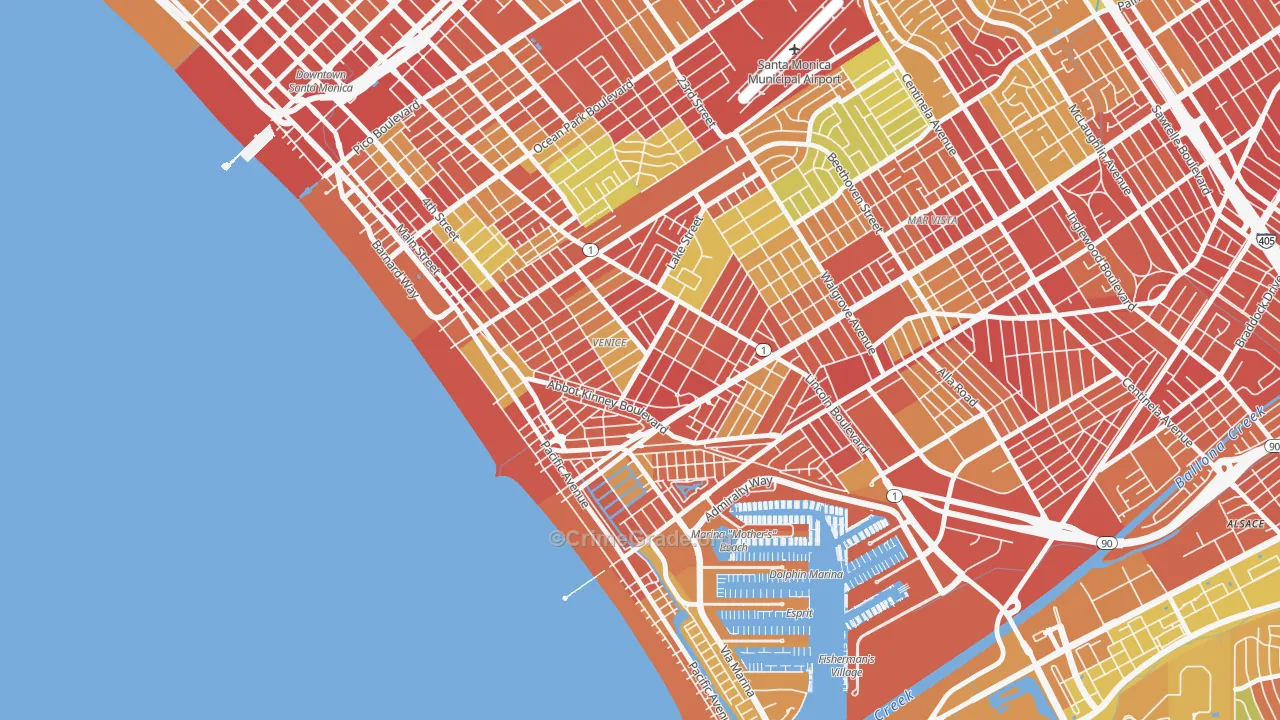 90291, CA Map of Drug-Related Crime Rates