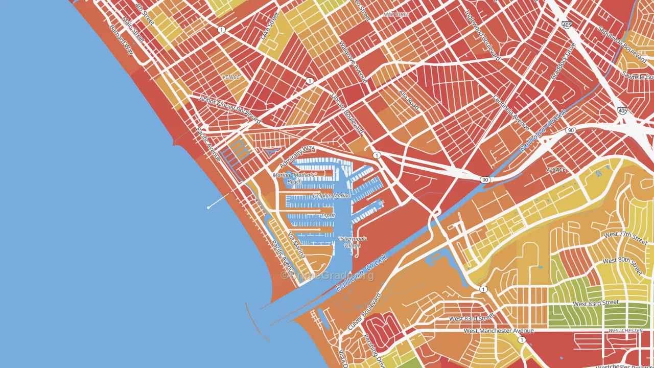 90292, CA Map of Drug-Related Crime Rates