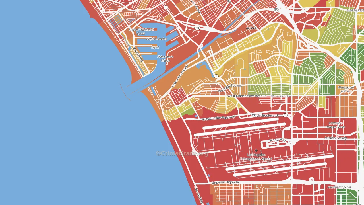 90293, CA Map of Drug-Related Crime Rates