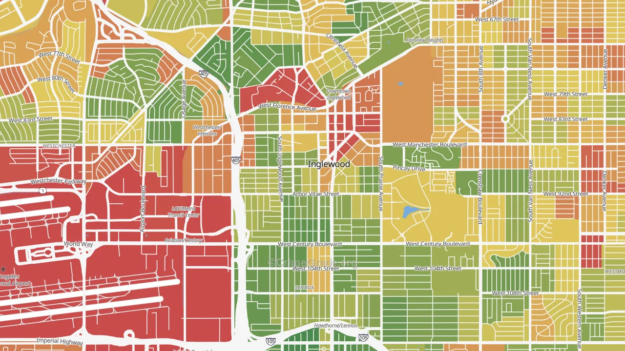 90301, CA Map of Drug-Related Crime Rates