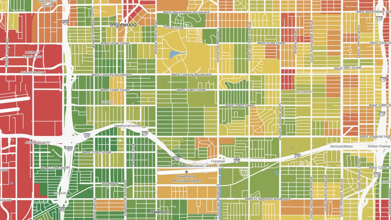 90303, CA Map of Drug-Related Crime Rates