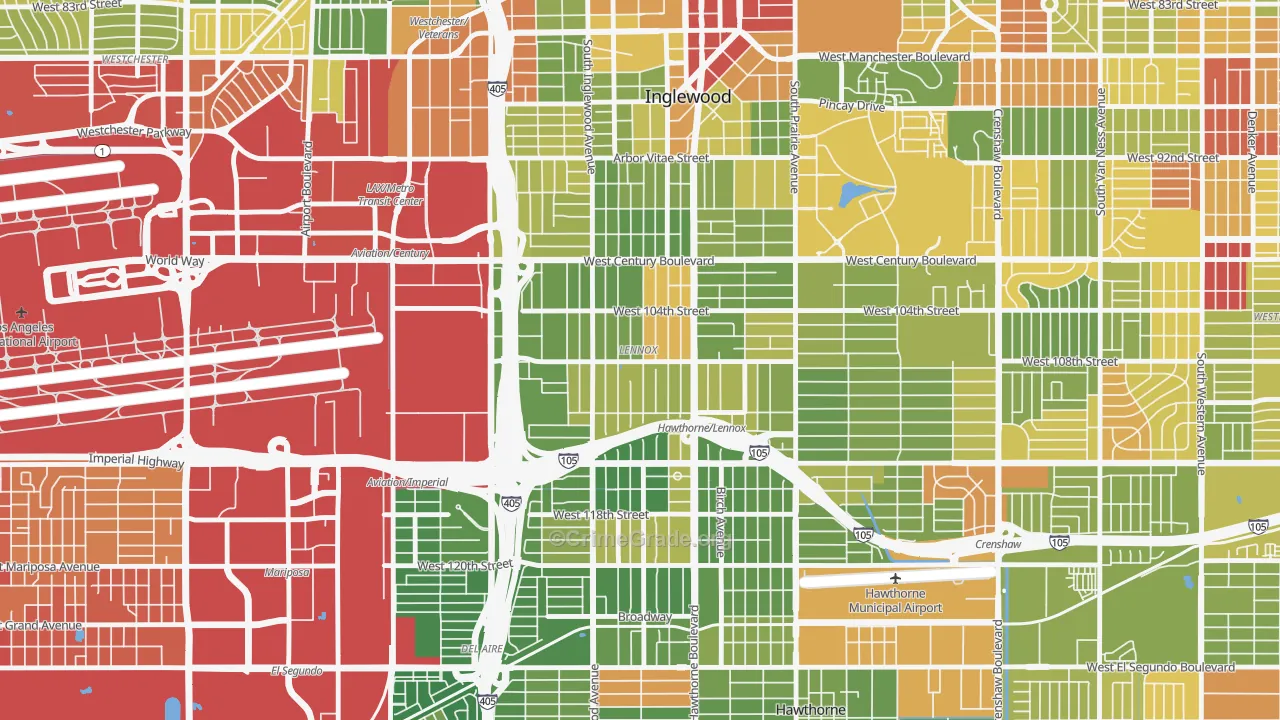 90304, CA Map of Drug-Related Crime Rates