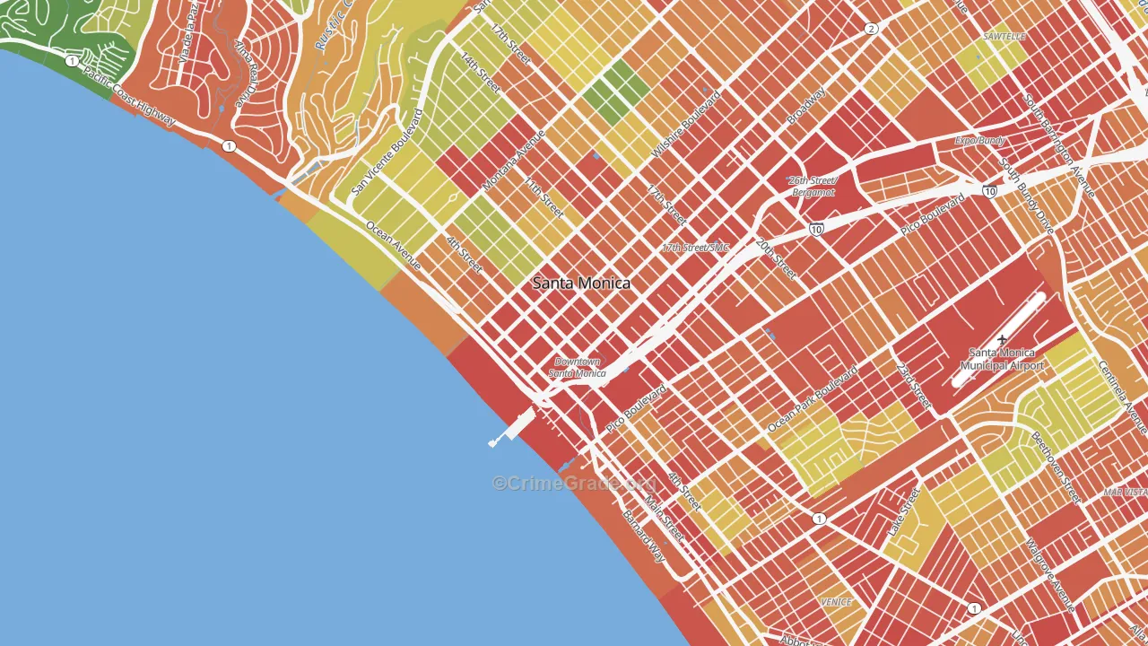 90401, CA Map of Drug-Related Crime Rates