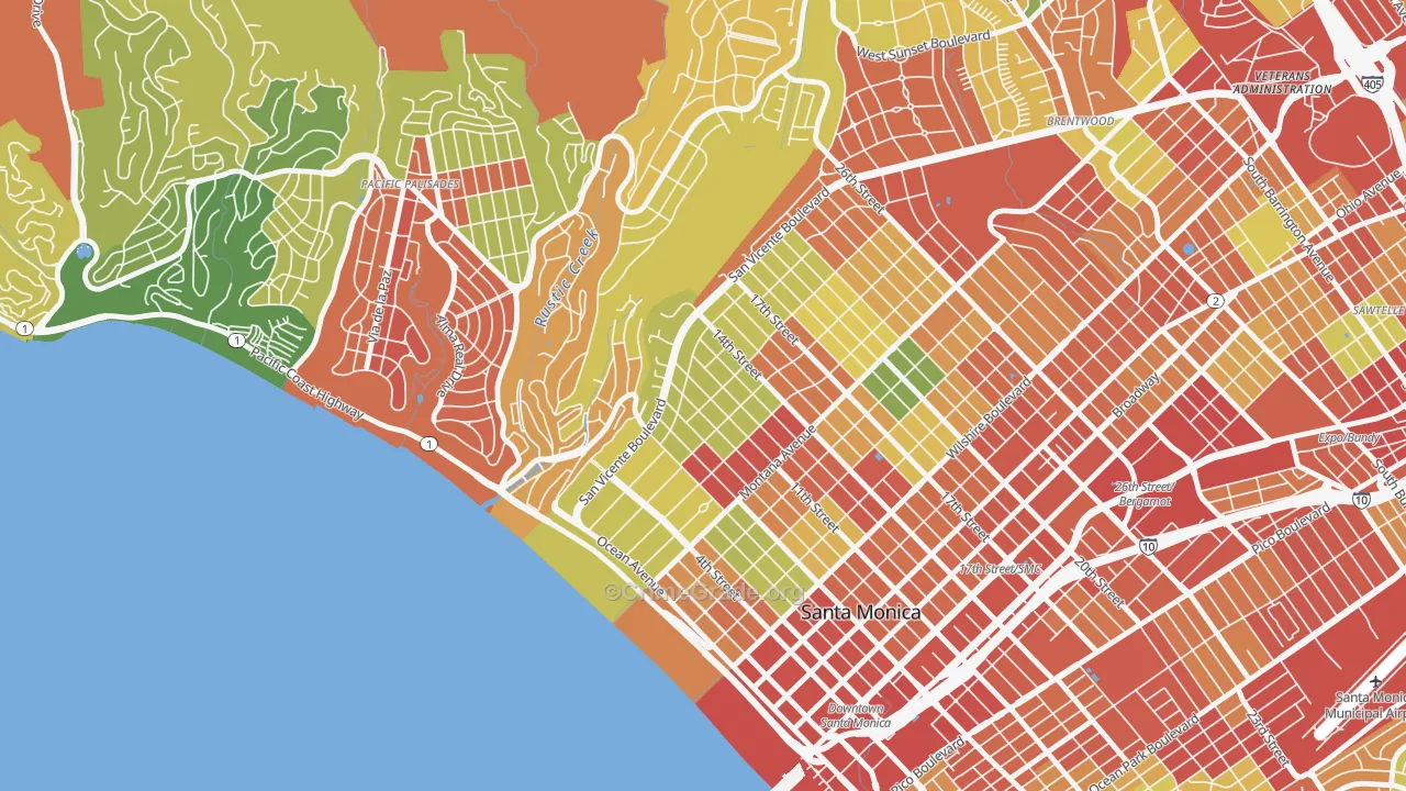90402, CA Map of Drug-Related Crime Rates