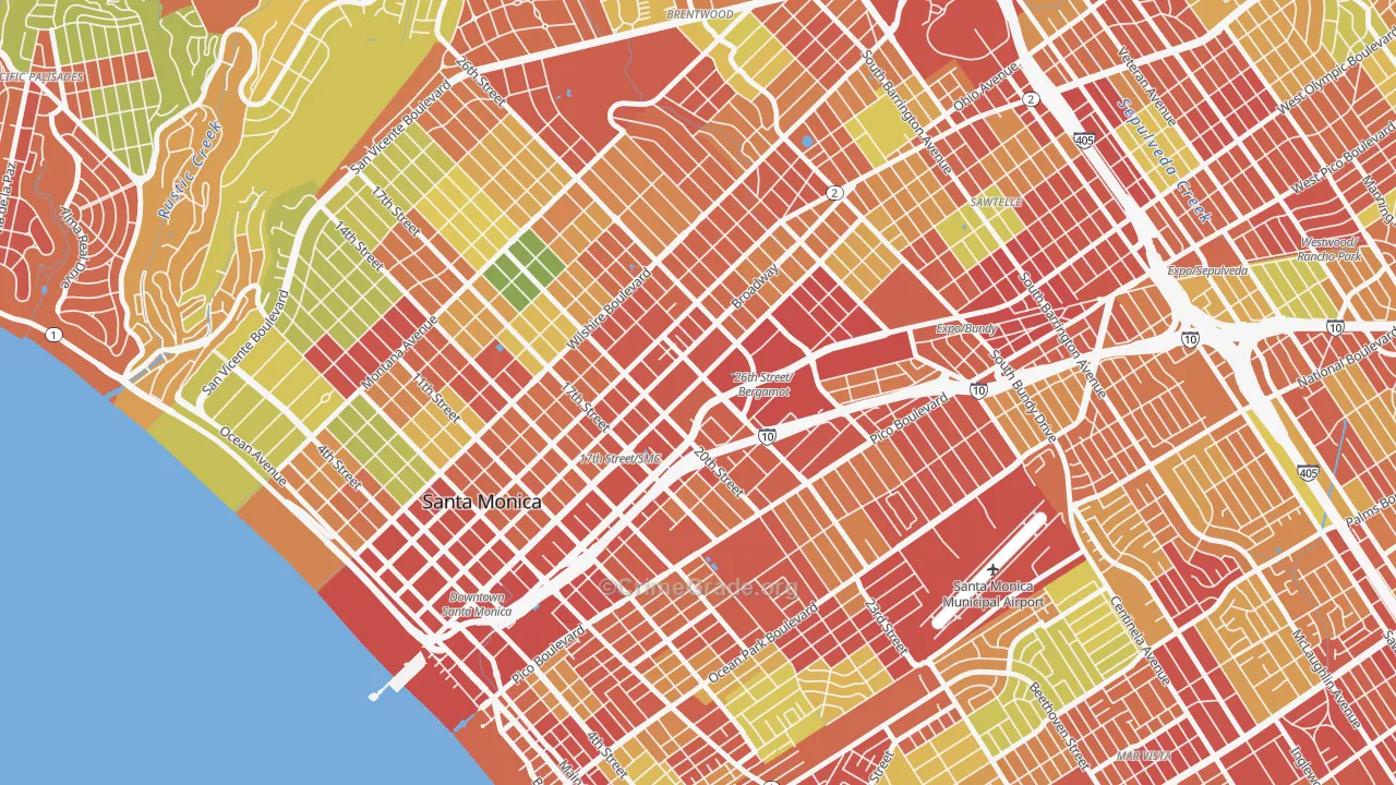 90404, CA Map of Drug-Related Crime Rates