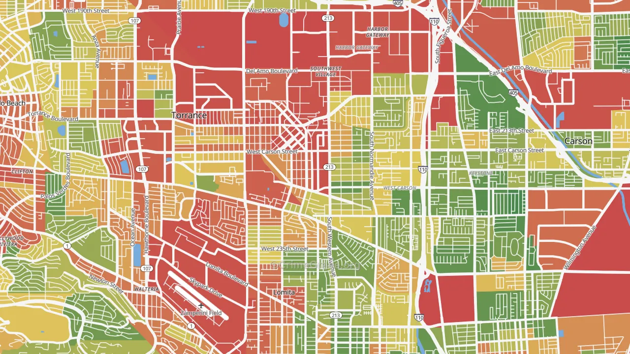 90501, CA Map of Drug-Related Crime Rates
