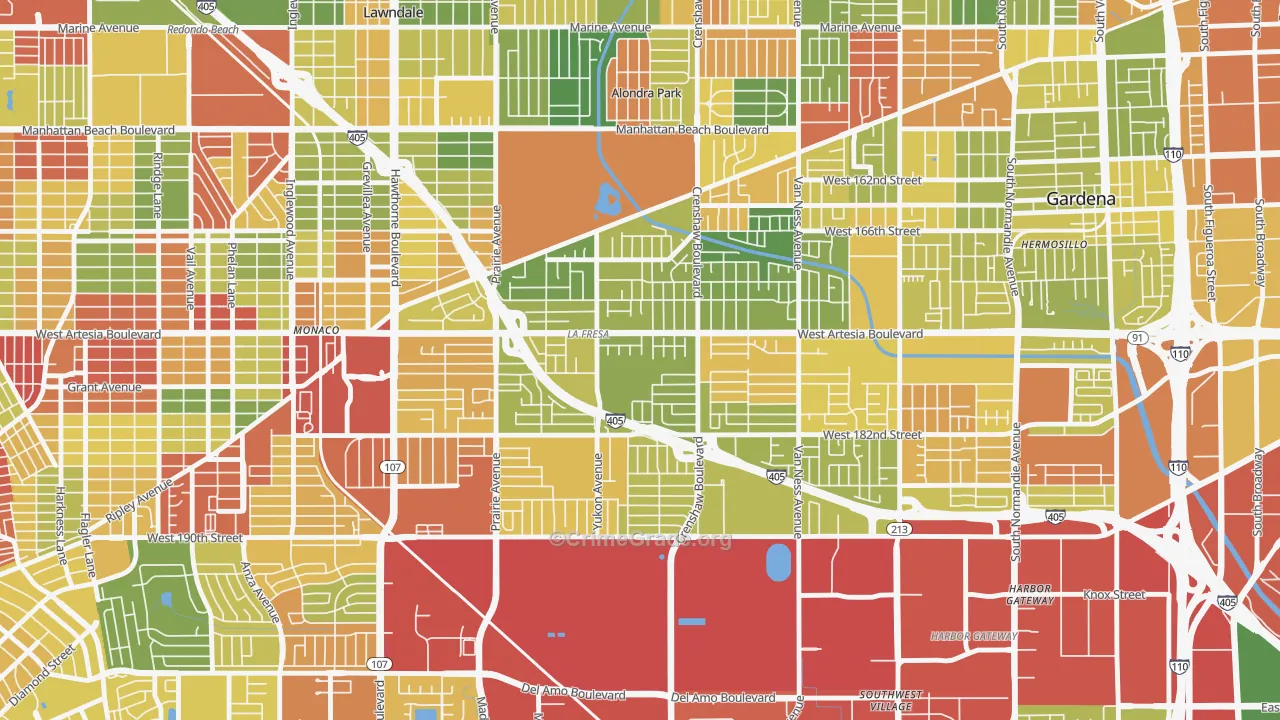 90504, CA Map of Drug-Related Crime Rates