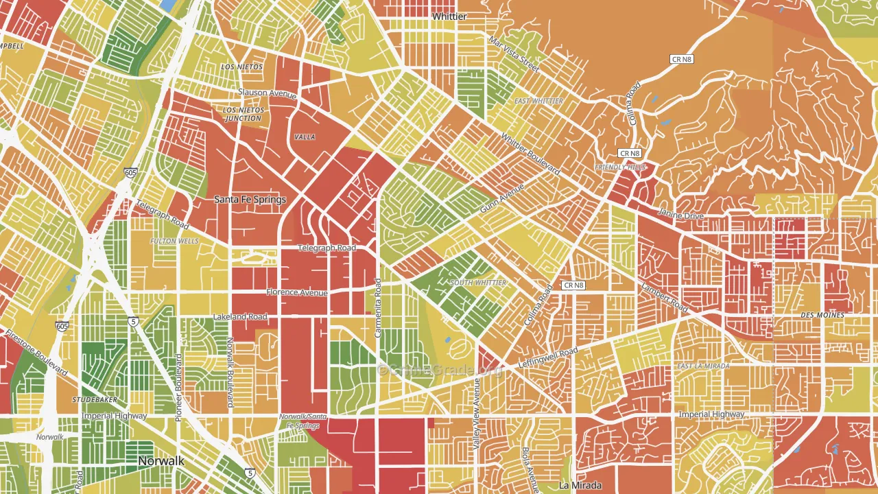 90605, CA Map of Drug-Related Crime Rates