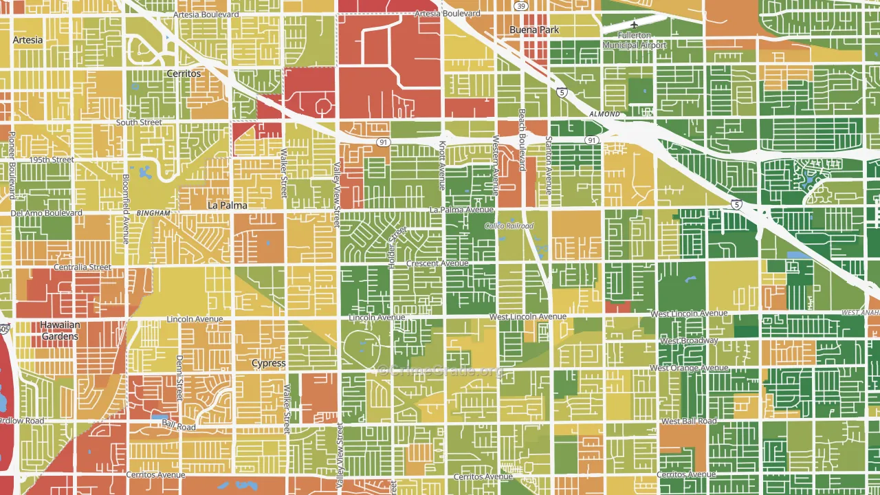 90620, CA Map of Drug-Related Crime Rates