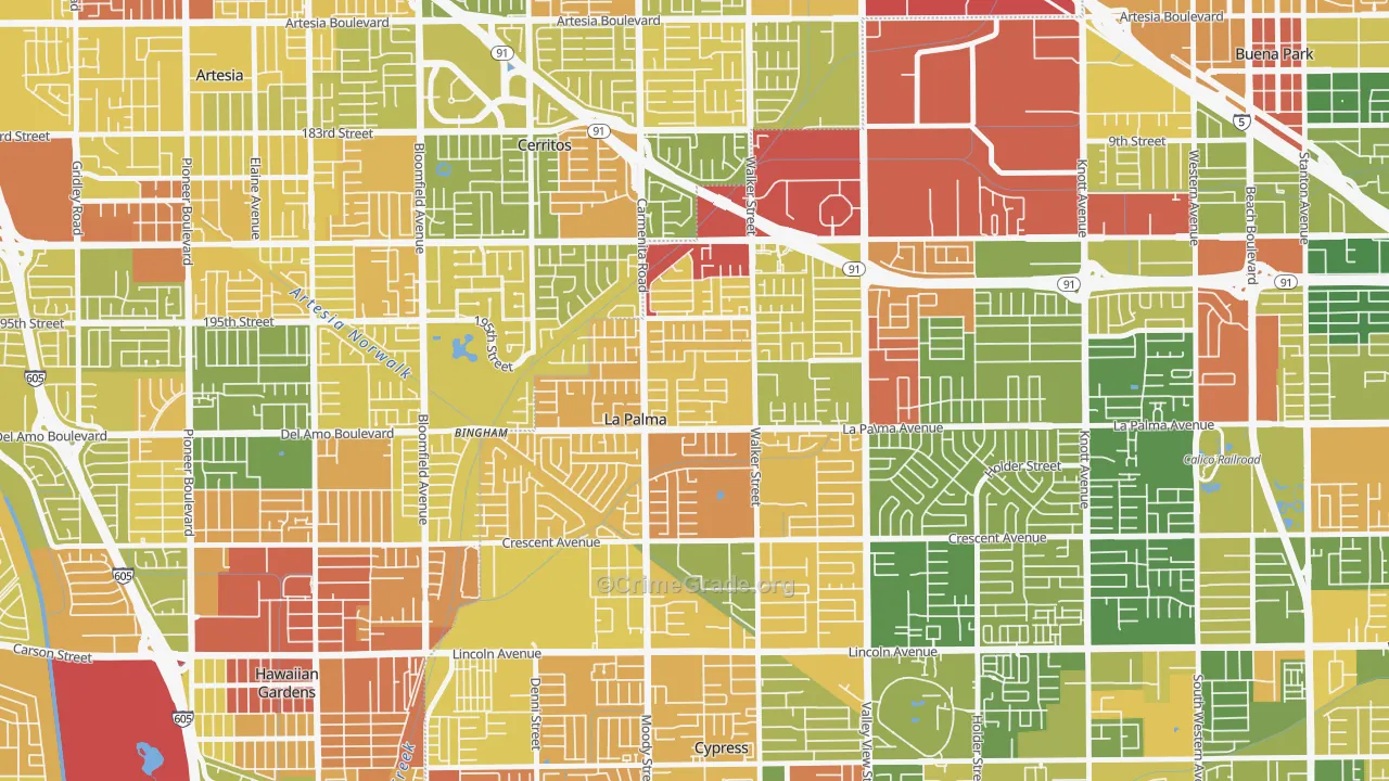 90623, CA Map of Drug-Related Crime Rates