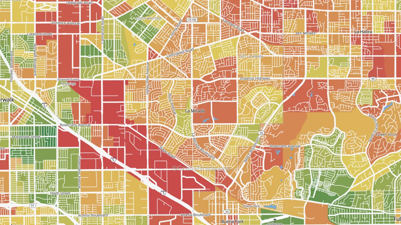 90638, CA Map of Drug-Related Crime Rates