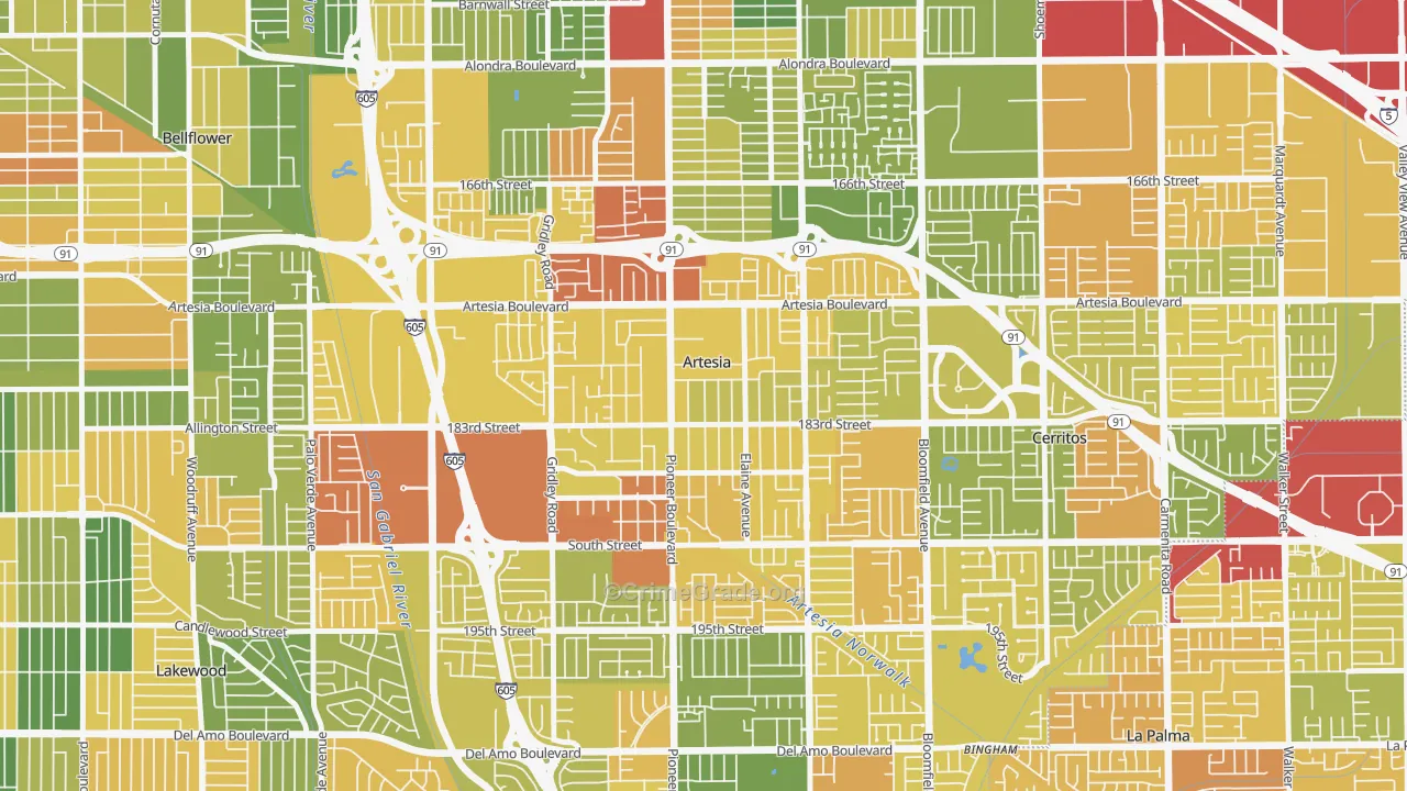 90701, CA Map of Drug-Related Crime Rates