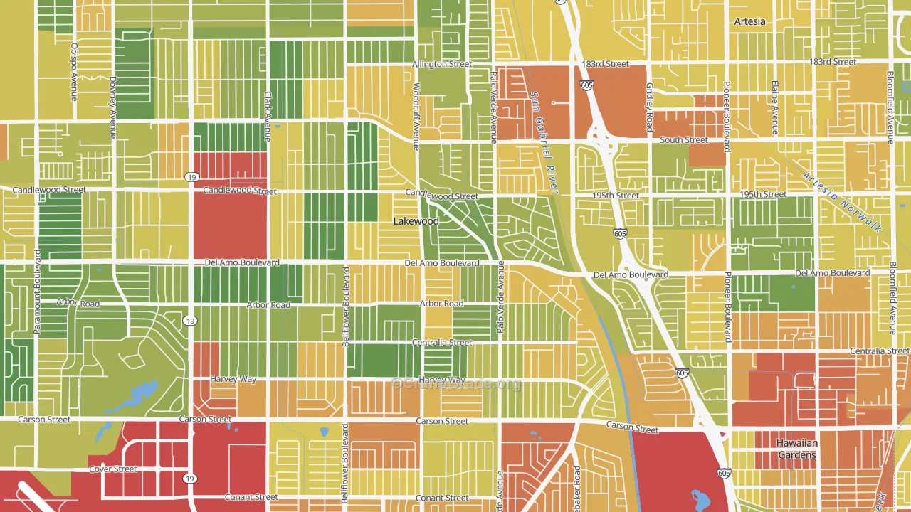 90713, CA Map of Drug-Related Crime Rates