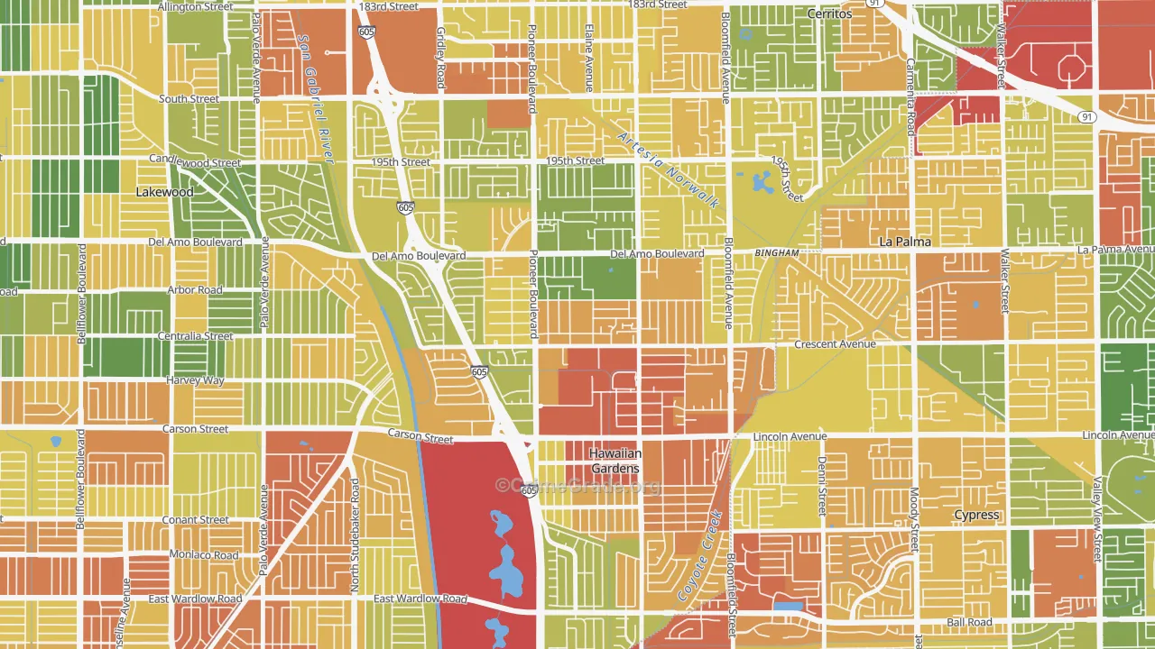 90715, CA Map of Drug-Related Crime Rates