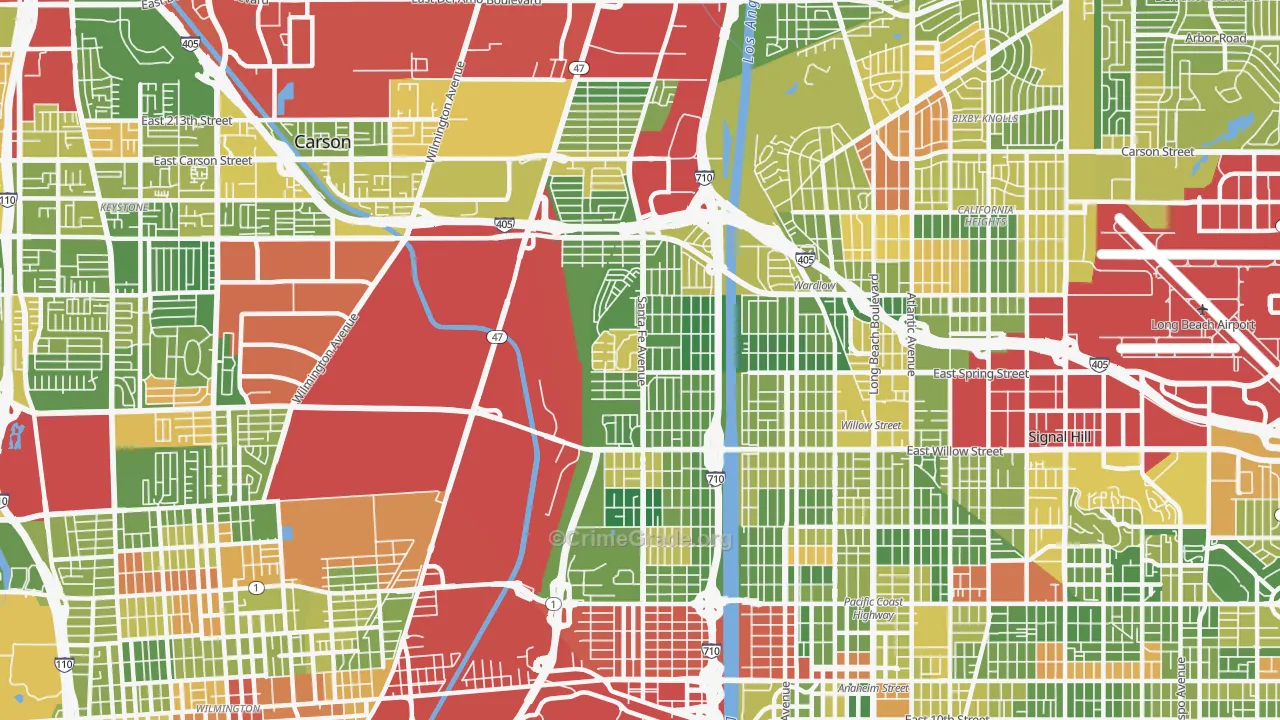90810, CA Map of Drug-Related Crime Rates