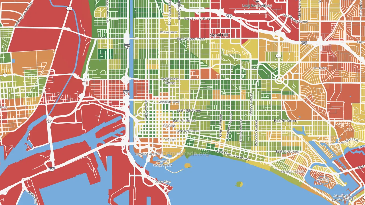90813, CA Map of Drug-Related Crime Rates