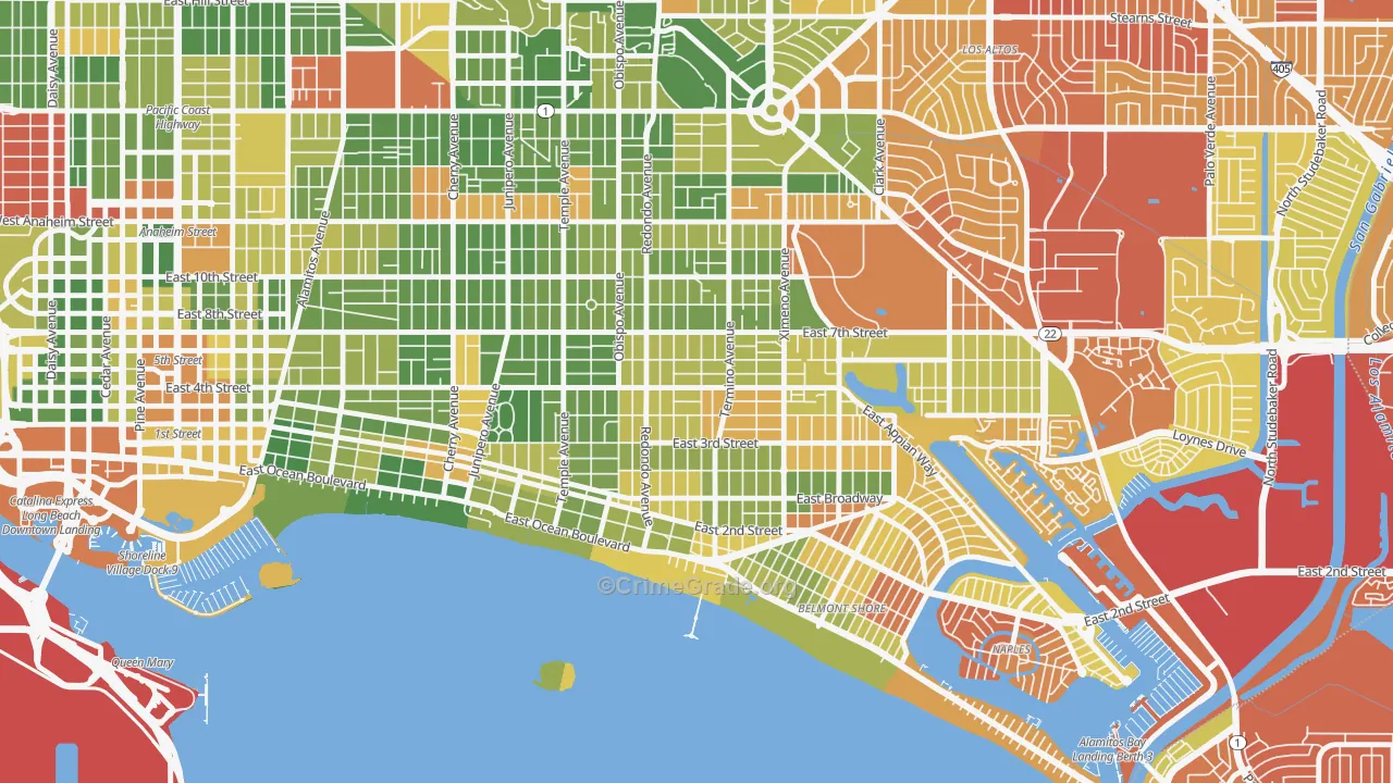 90814, CA Map of Drug-Related Crime Rates