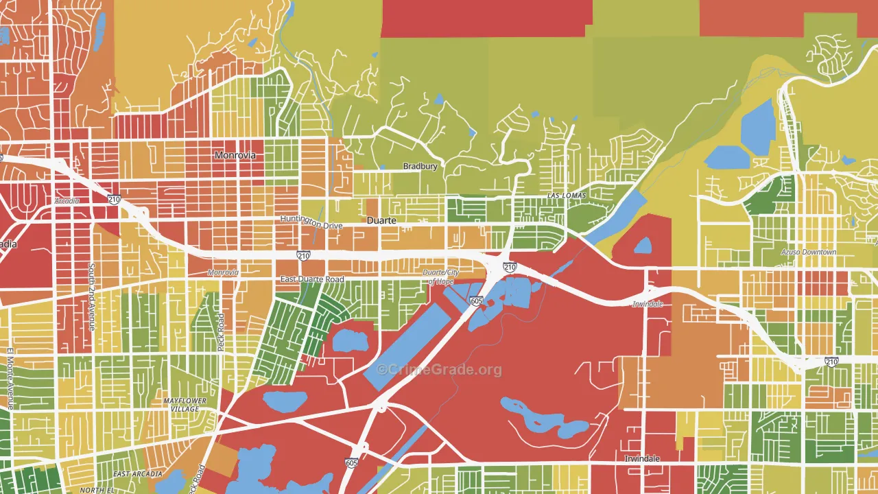 91010, CA Map of Drug-Related Crime Rates