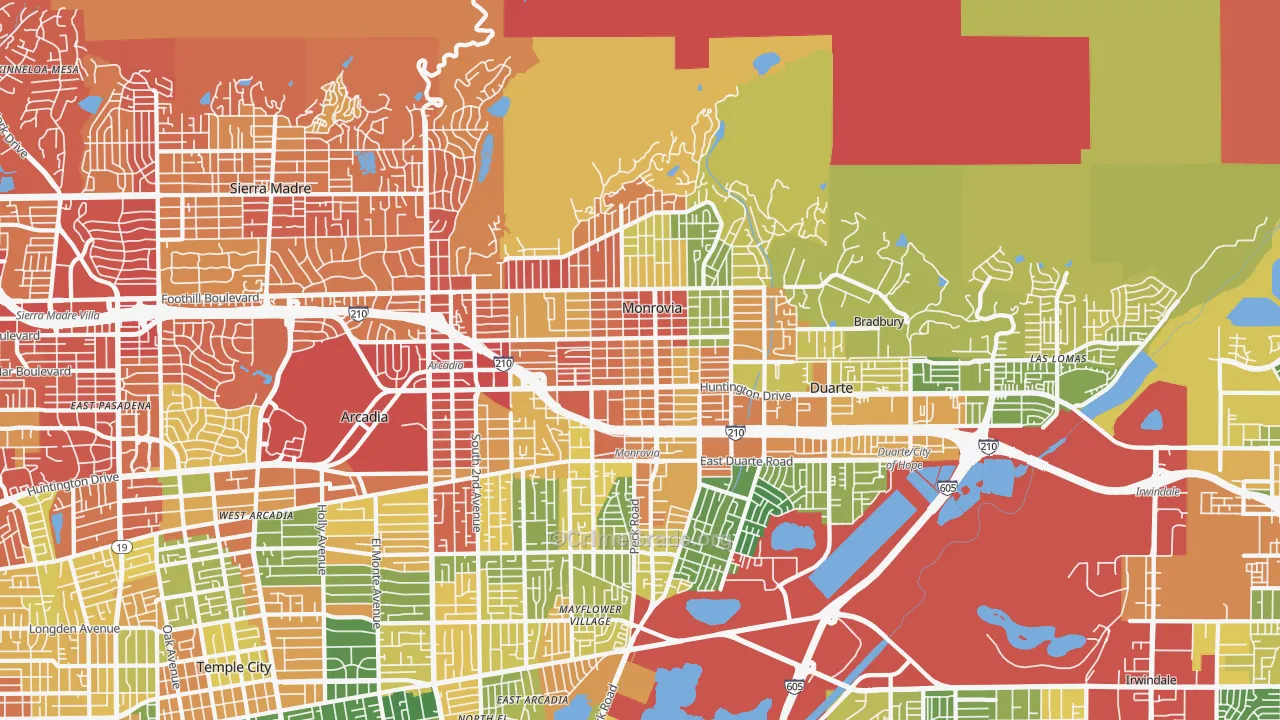 91016, CA Map of Drug-Related Crime Rates