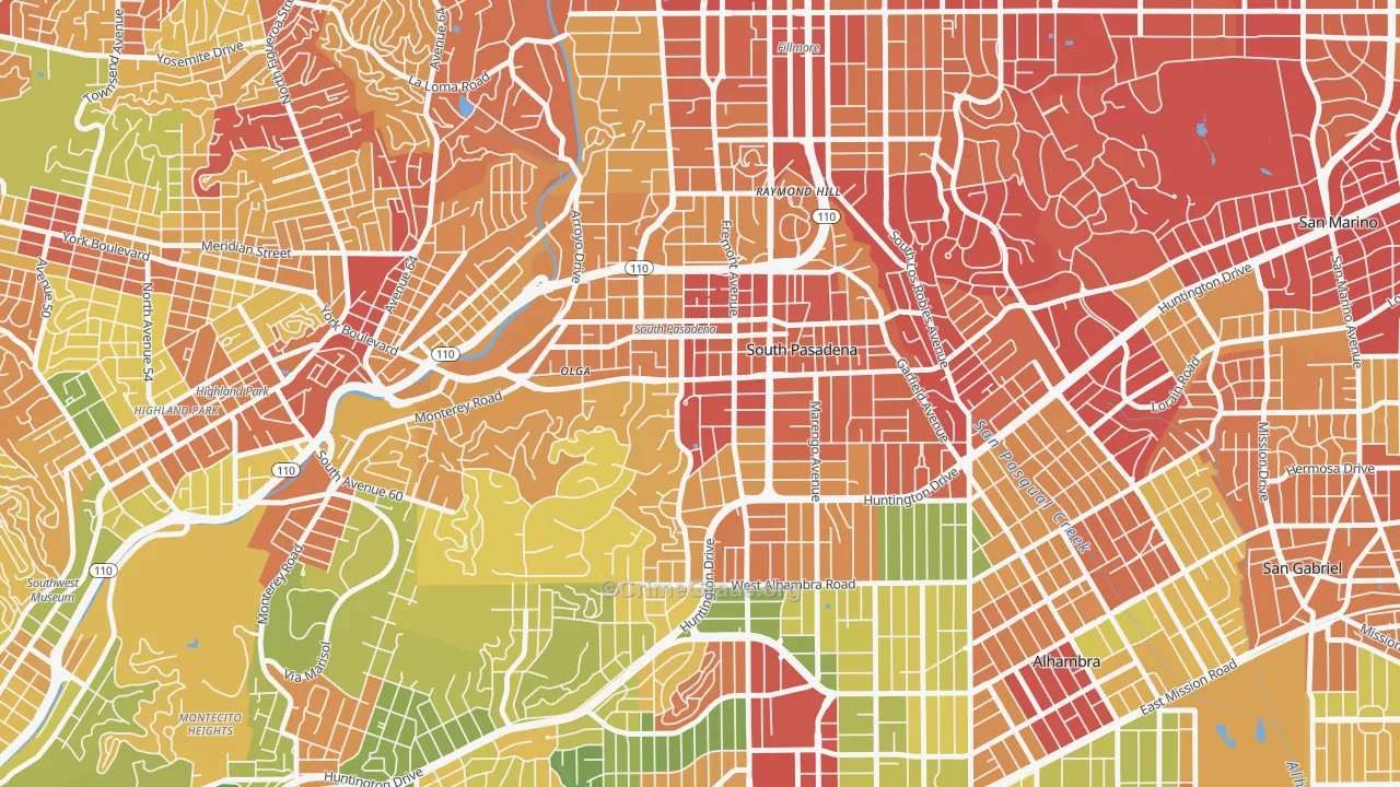 91030, CA Map of Drug-Related Crime Rates