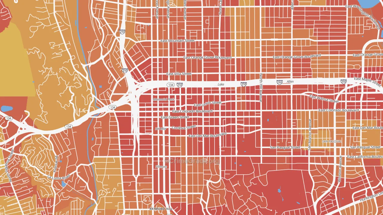 91101, CA Map of Drug-Related Crime Rates