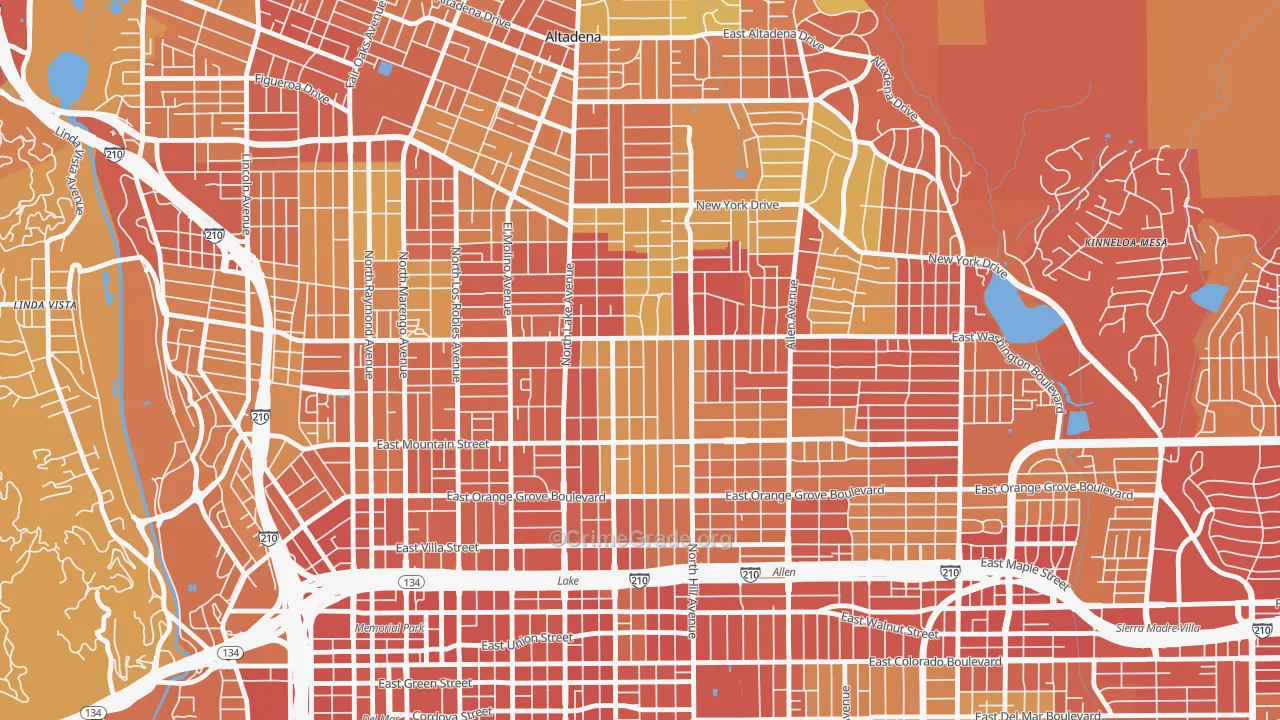 91104, CA Map of Drug-Related Crime Rates