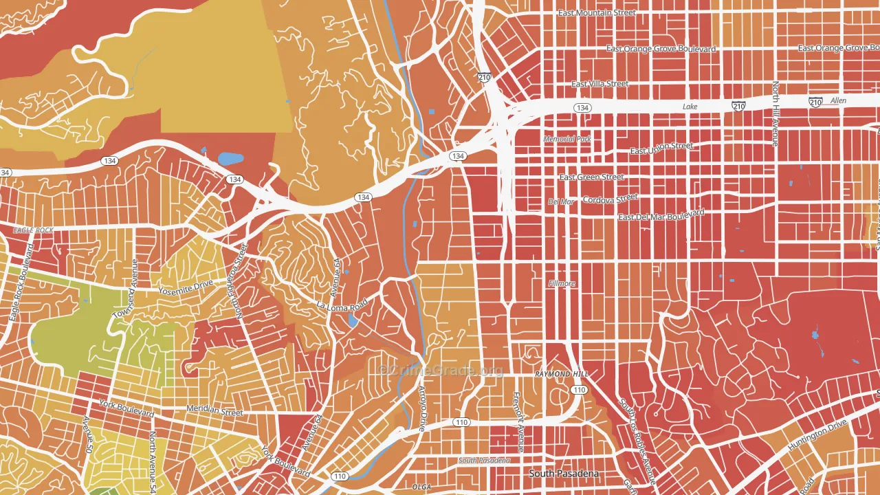 91105, CA Map of Drug-Related Crime Rates
