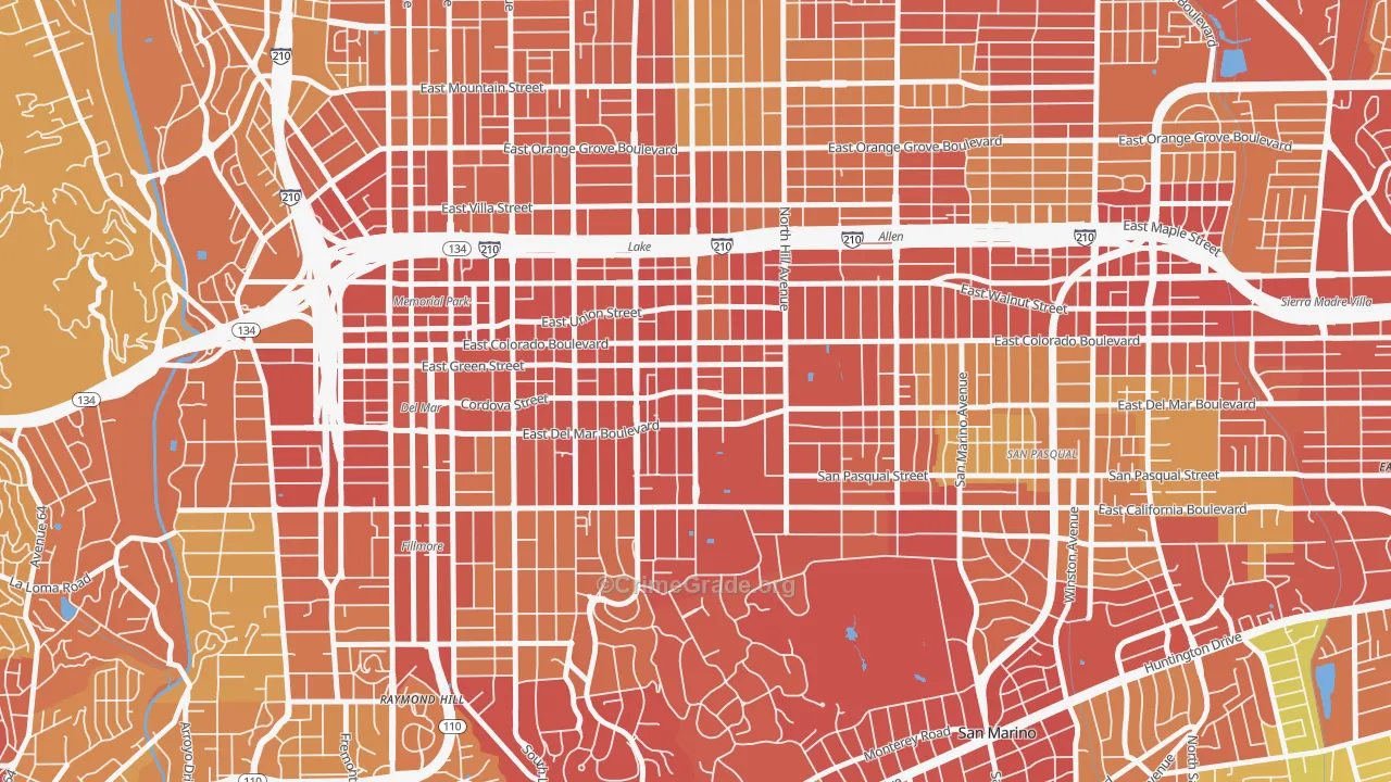 91106, CA Map of Drug-Related Crime Rates