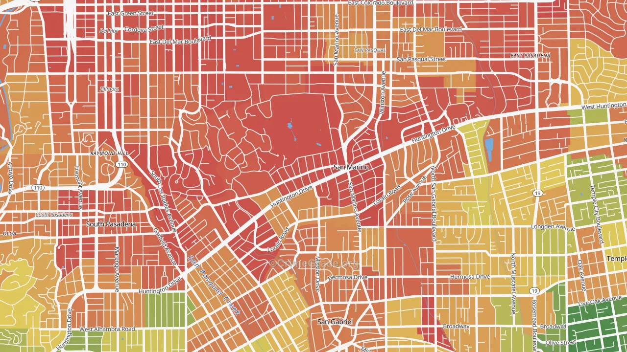91108, CA Map of Drug-Related Crime Rates