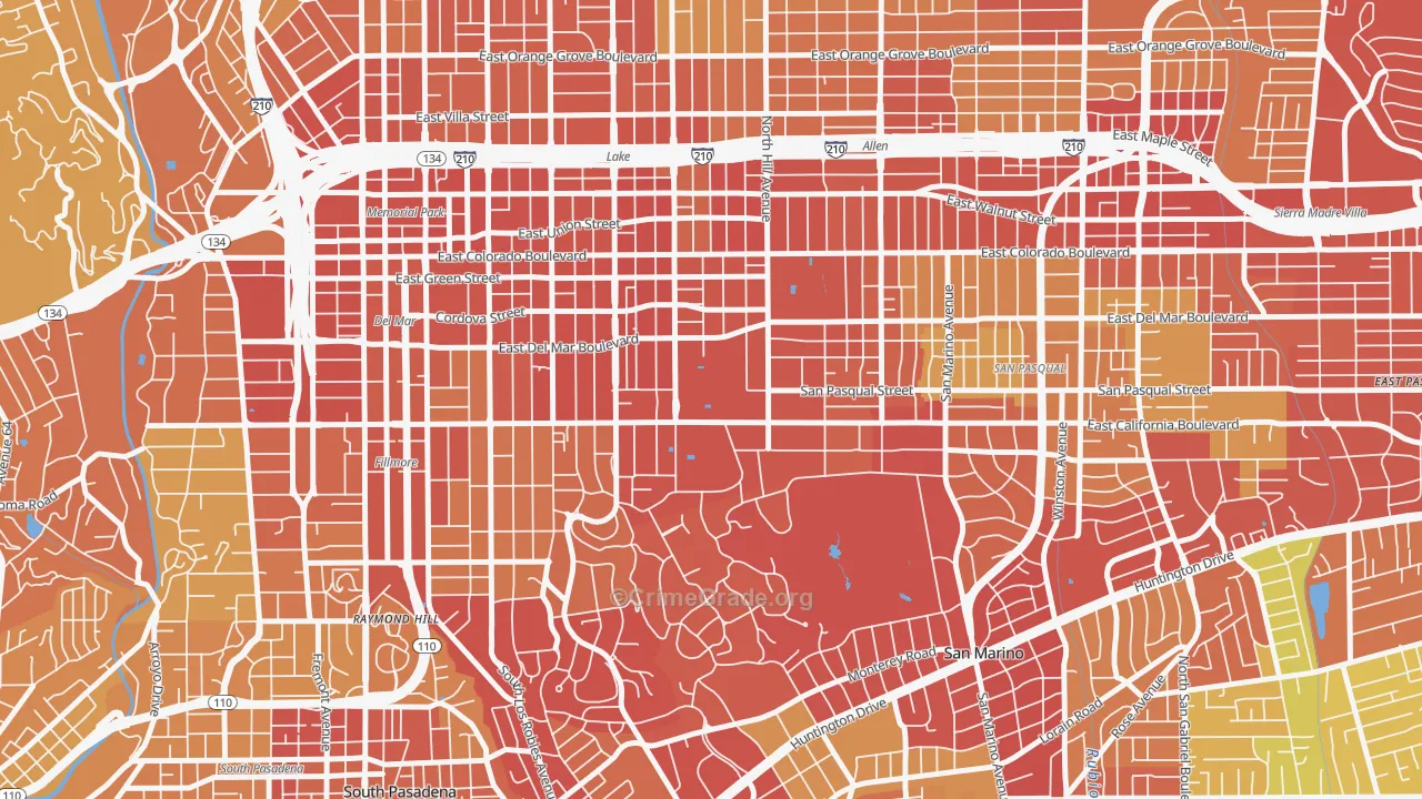 91125, CA Map of Drug-Related Crime Rates