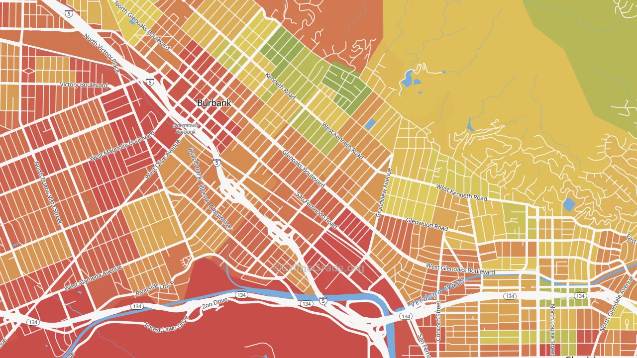 91201, CA Map of Drug-Related Crime Rates
