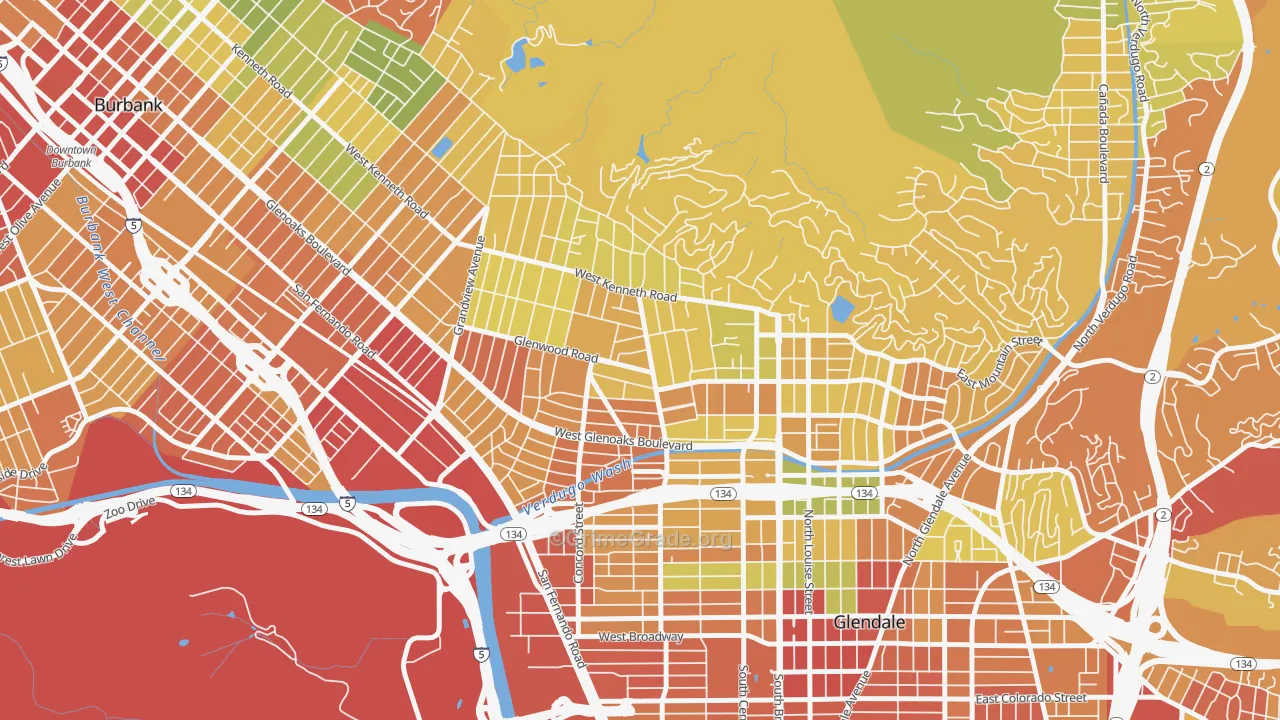 91202, CA Map of Drug-Related Crime Rates