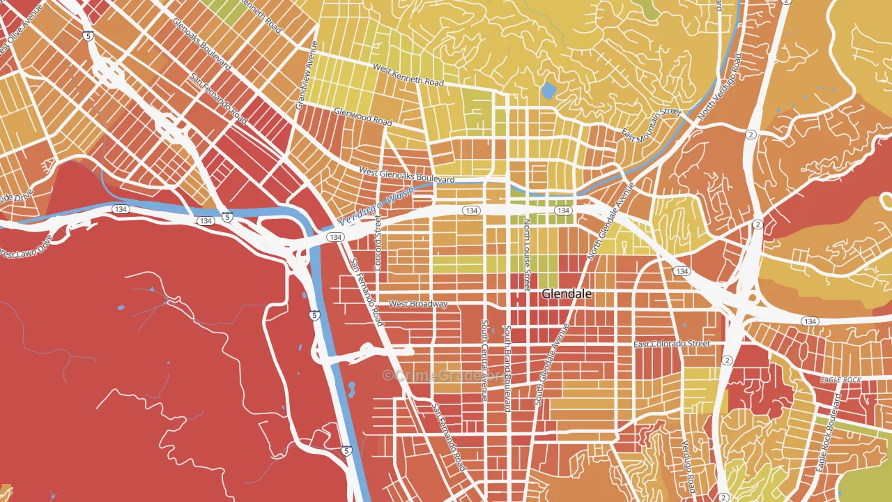91203, CA Map of Drug-Related Crime Rates