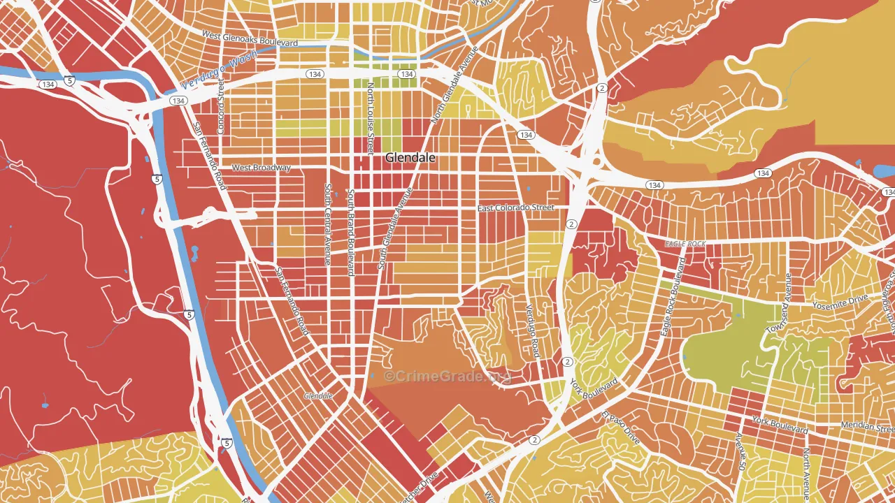 91205, CA Map of Drug-Related Crime Rates
