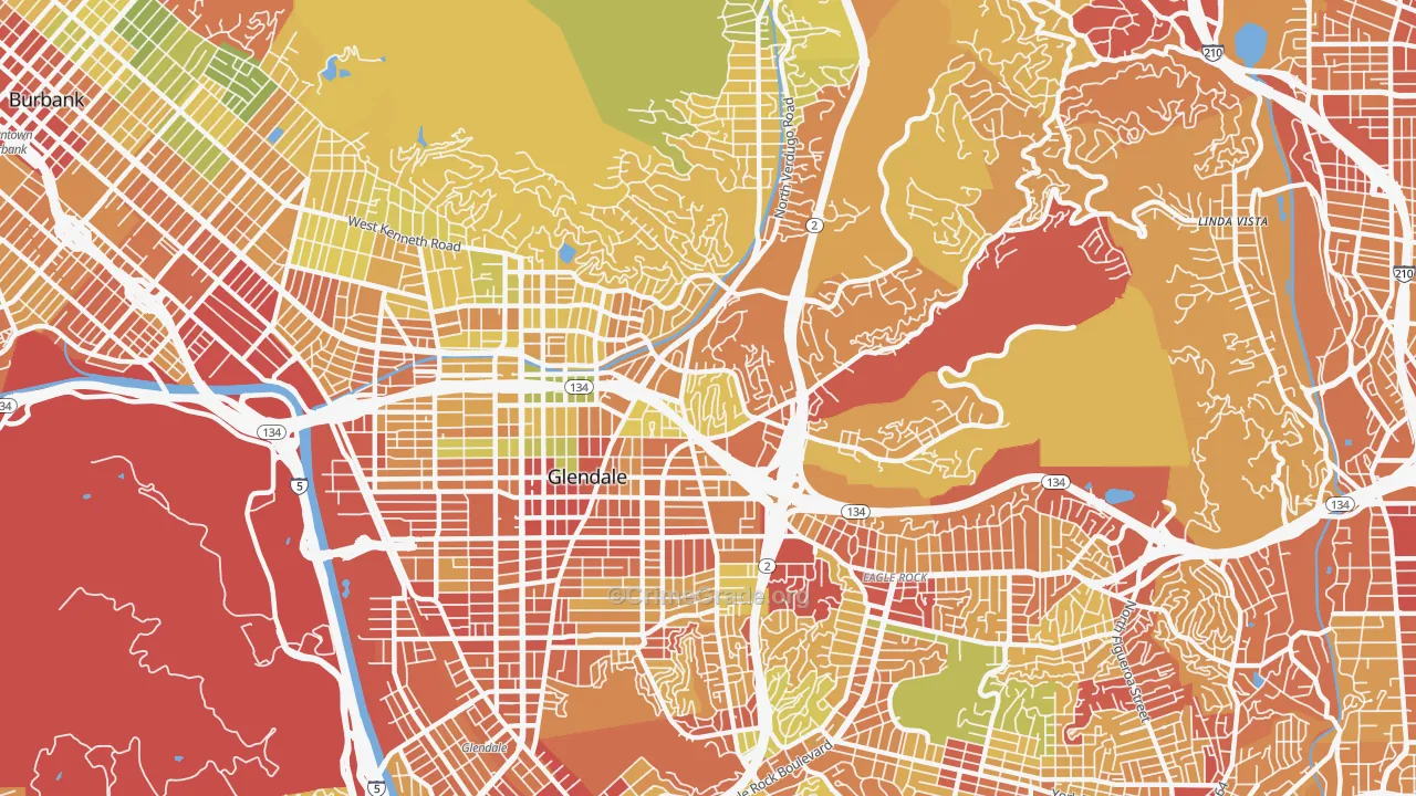 91206, CA Map of Drug-Related Crime Rates