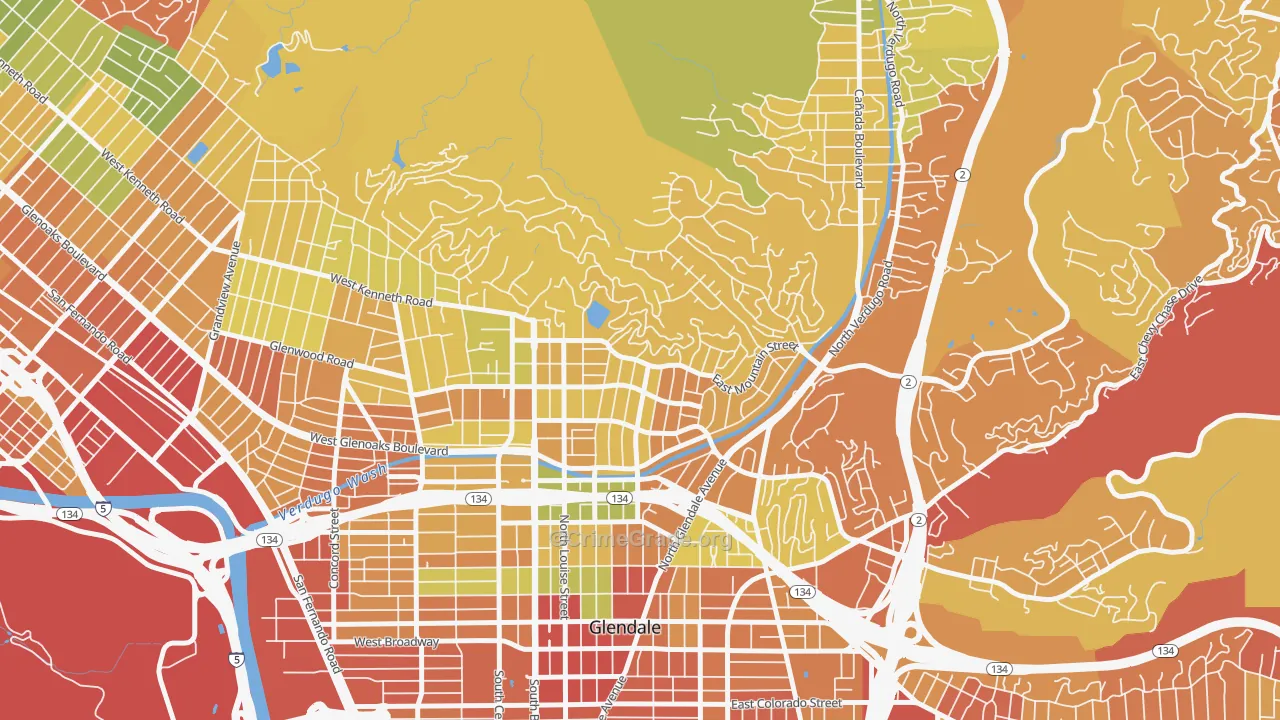 91207, CA Map of Drug-Related Crime Rates