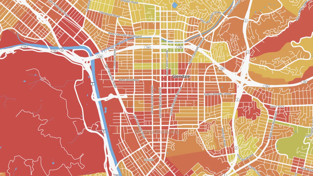 91210, CA Map of Drug-Related Crime Rates