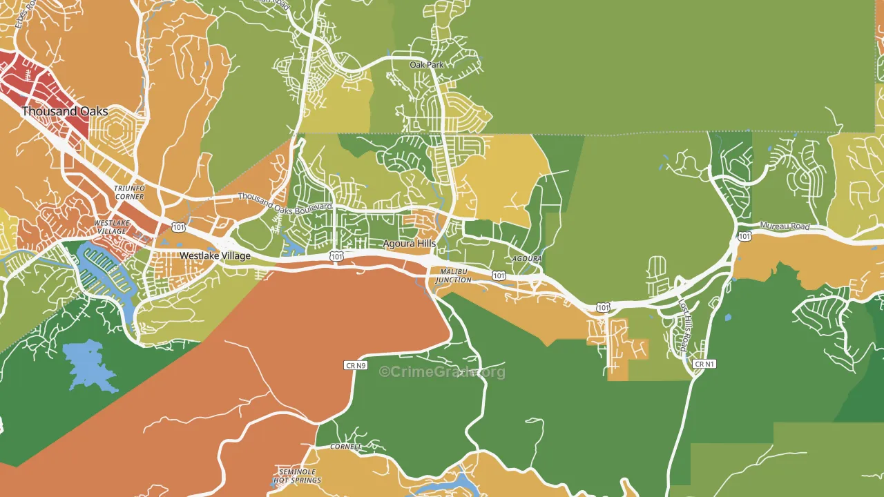 91301, CA Map of Drug-Related Crime Rates