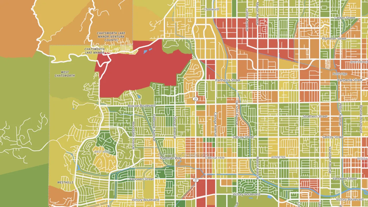 91304, CA Map of Drug-Related Crime Rates