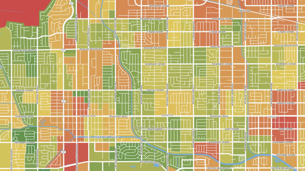 91306, CA Map of Drug-Related Crime Rates
