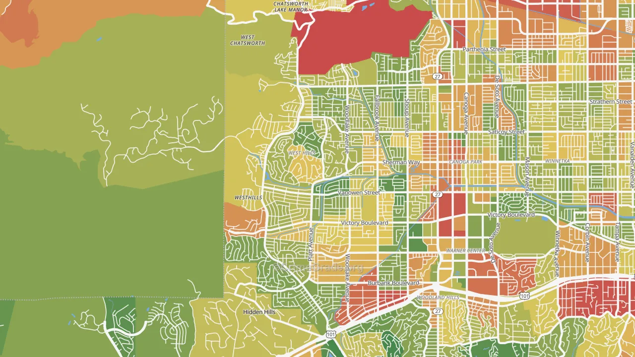 91307, CA Map of Drug-Related Crime Rates