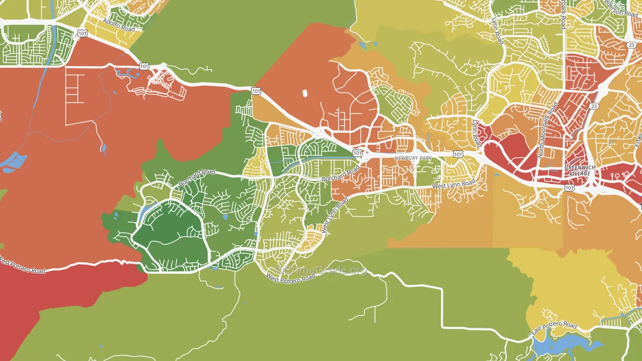 91320, CA Map of Drug-Related Crime Rates