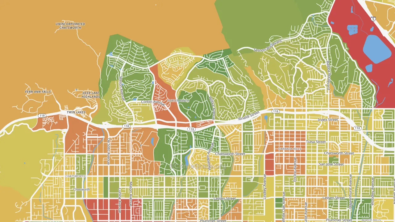 91326, CA Map of Drug-Related Crime Rates